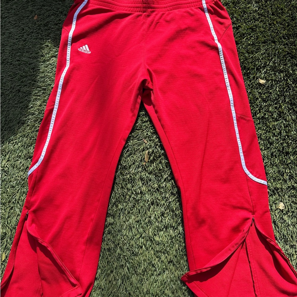 Adidas Kids Red Joggers with White Accents